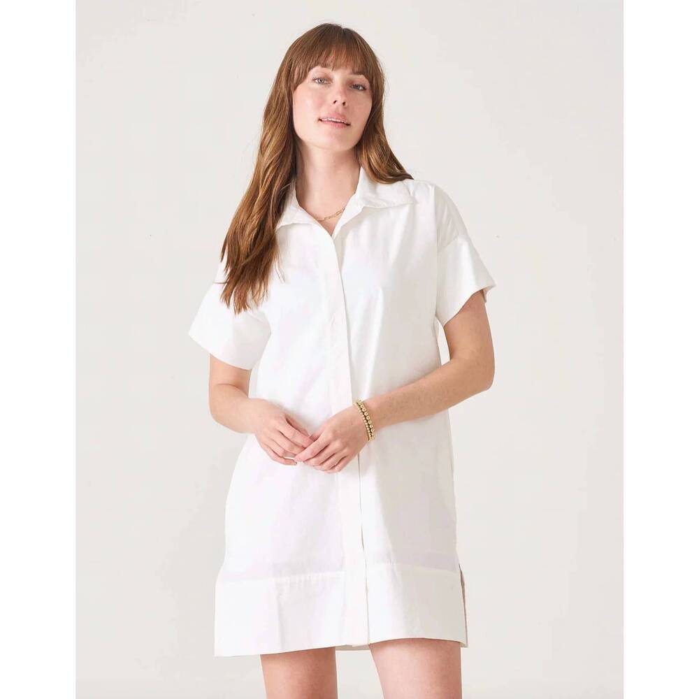 NEW MERSEA wide hem shirt mini dress in white